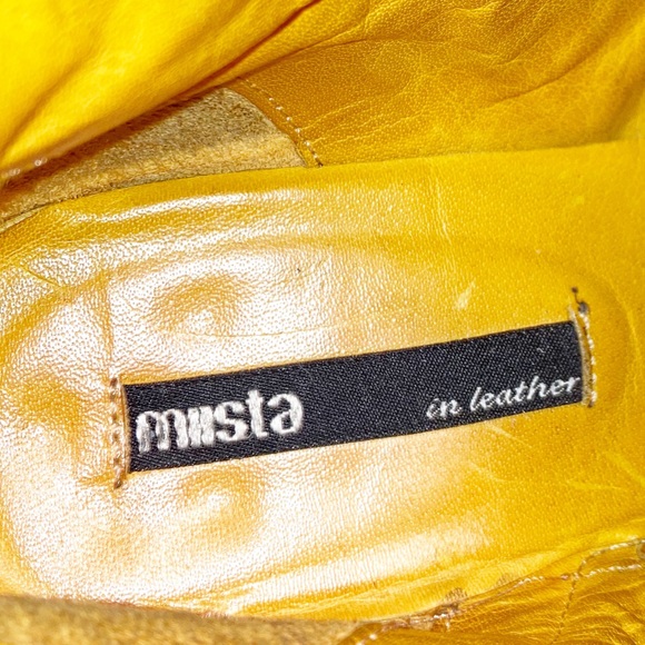 MIISTA Cognac Leather & Brass heeled Booties SZ: 7.5 (38) - Picture 9 of 14